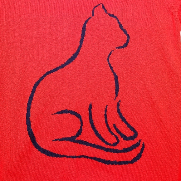 Cotton Traders Women's Red Cat Graphic Sweater Size 10 - Picture 11 of 15
